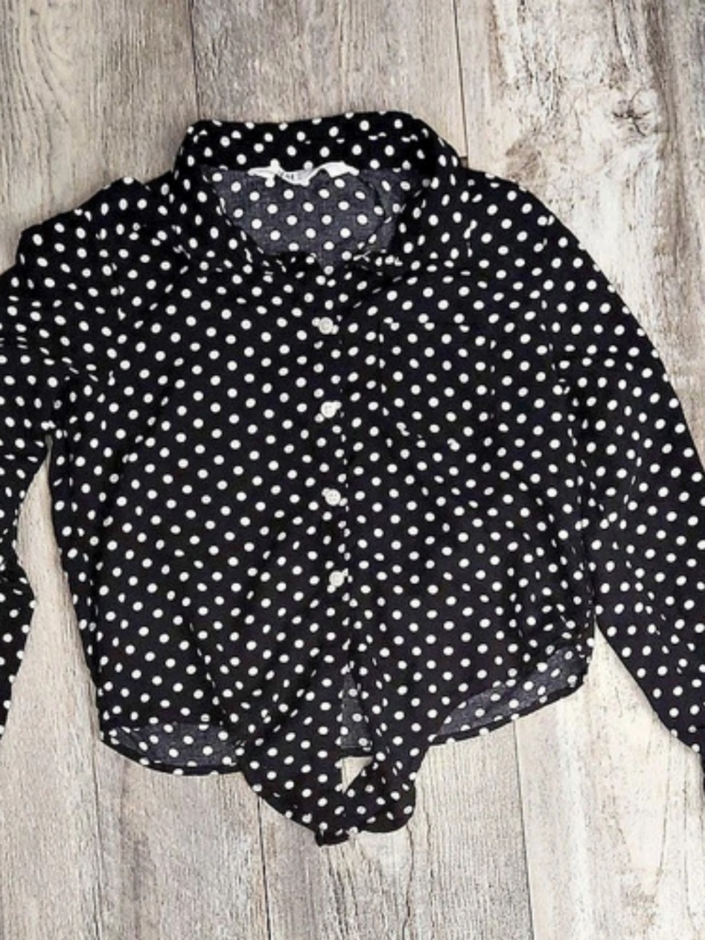 H&M Girls Polka Dot Button Down Tie Front Top